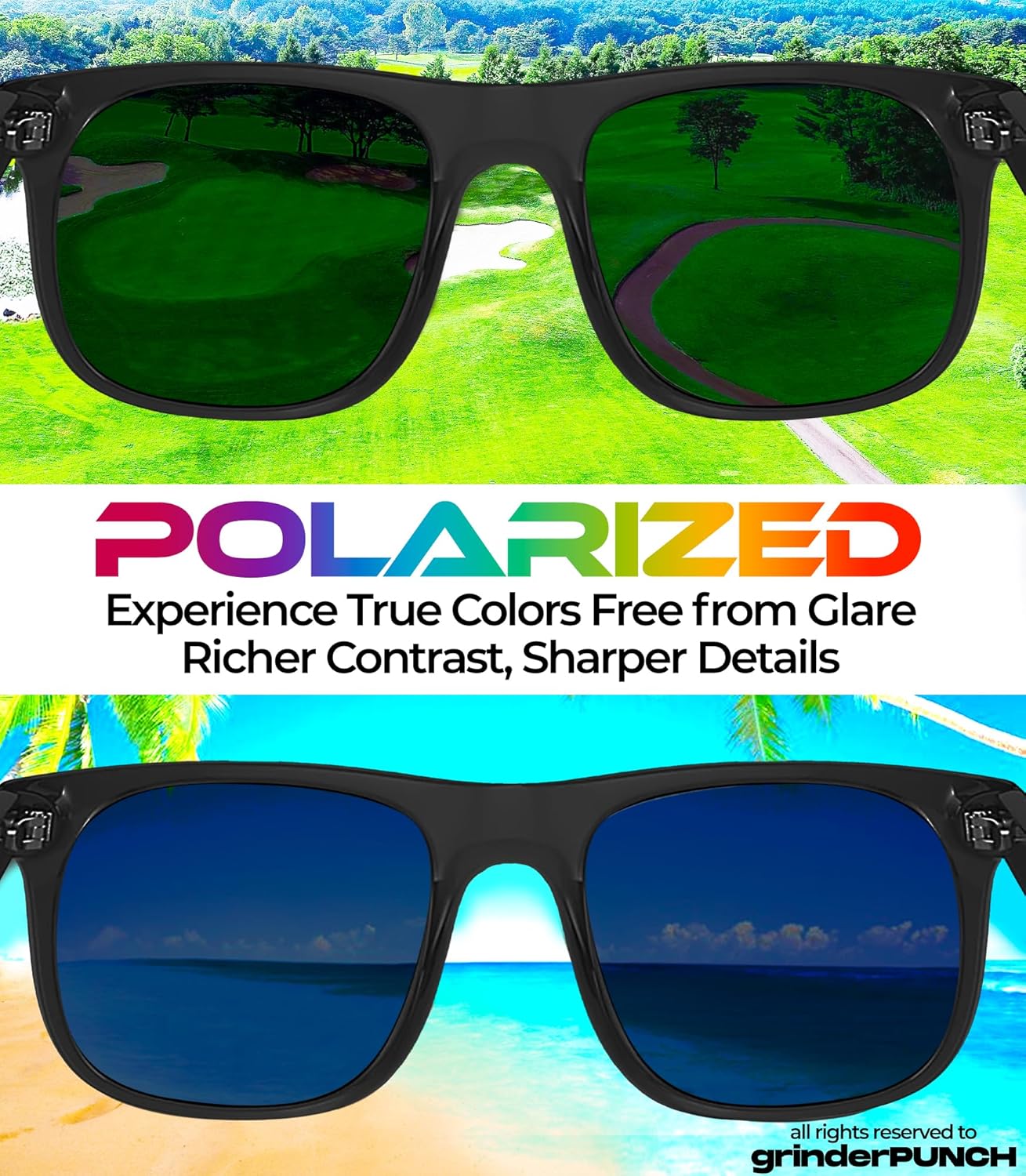 XL Super Dark Polarized Sunglasses Lightweight Sunglasses for Sports Driving Glasses (Polarized Black Lens / Glossy Frame)