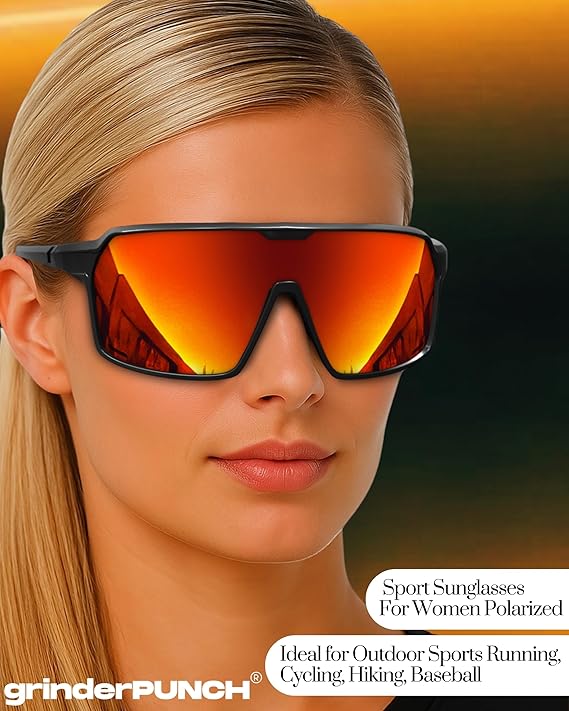 Polarized Sport Sunglasses Lightweight for Snow Hiking (Red)