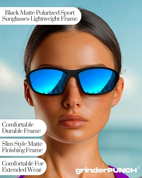 Sports Sunglasses UV400 Protection Lightweight with Anti-Slip Function (Blue)