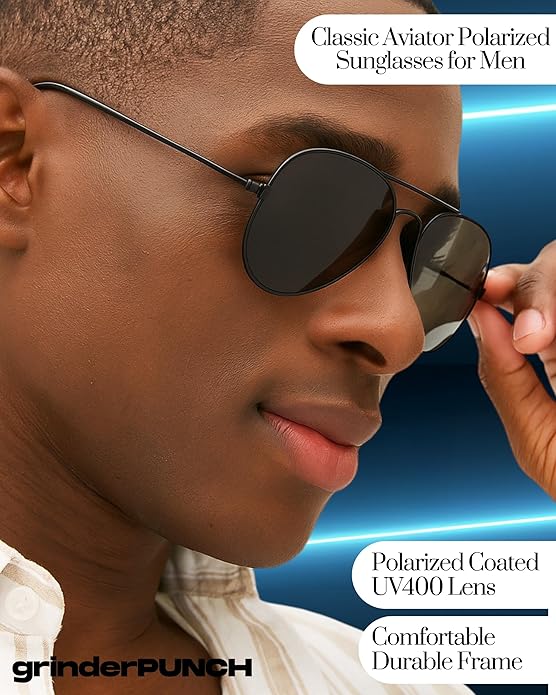 Unisex Aviator Sunglasses Metal Black Frame/Black Lens