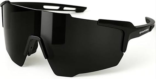 grinderPUNCH UV 400 Sports Sunglasses Cycling Glasses, Biking Goggles Running Hiking Golf Fishing Driving (Black)