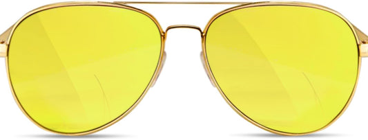 grinderPUNCH Mens Large Aviator Sunglasses - Gold Frame/Yellow Lens