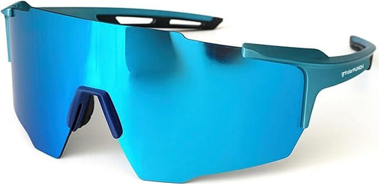 grinderPUNCH Sports Sunglasses Cycling Glasses UV Protection for Driving Running Hiking Fishing (Blue)