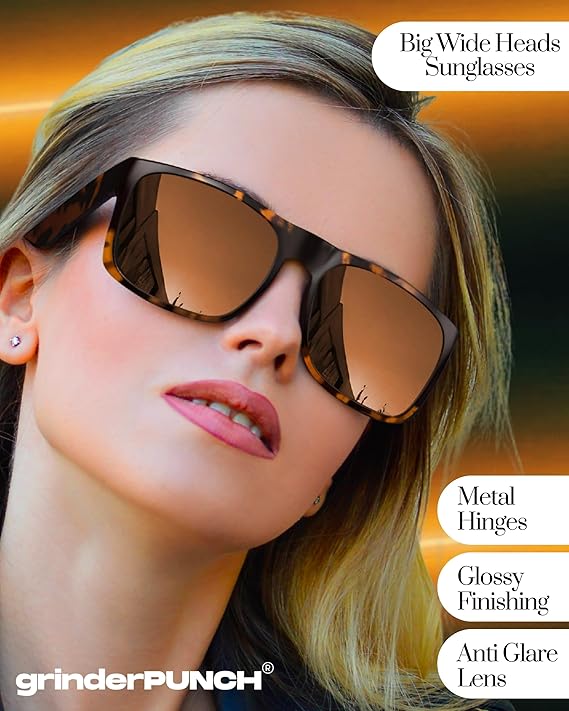 grinderPUNCH 2 Pack XL Polarized Big Wide Frame Large Head Fit Sunglasses for Sports Driving Fishing Glasses(Black & Brown Polarized Lens,)