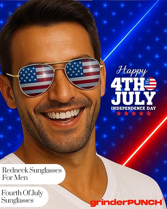 American Flag Aviator Sunglasses Glasses (Silver)