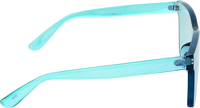 Tinted Colorful Lens Rimless Sunglasses - Transparent Square Horn Rimmed (Green)