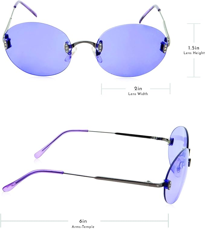 Hipster Retro Round Lightweight Rimless Plastic Frame Purple Candy Color Sunglasses for Women - Purple