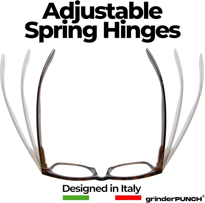 grinderPUNCH Designer Reading Glasses | Blue Light Blocking Readers for Women and Men | Stylish Readers for Enhanced Vision - Whisky 1.00 - 6.00