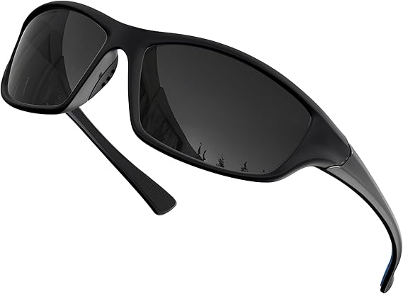 grinderPUNCH Sport Polarized Sunglasses for Men & Women Baseball Running Cycling Fishing Golf Driving Shades Sun Glasses (Polarized Black Lens)