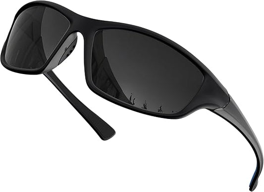 grinderPUNCH Sport Polarized Sunglasses for Men & Women Baseball Running Cycling Fishing Golf Driving Shades Sun Glasses (Polarized Black Lens)