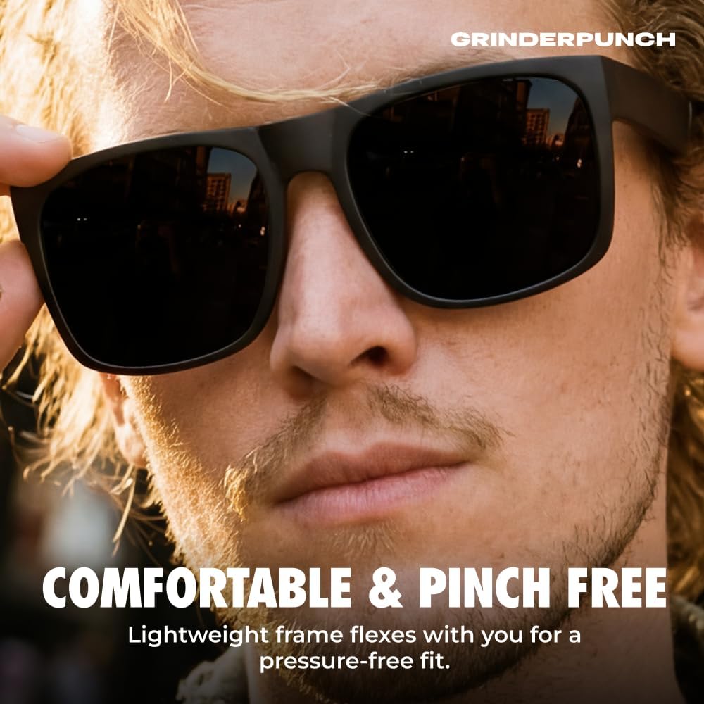 grinderPUNCH 2 Pack XL Polarized Big Wide Frame Large Head Fit Sunglasses for Sports Driving Fishing Glasses(Black & Brown Polarized Lens,)