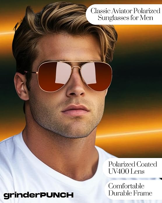 Unisex Aviator Sunglasses Metal Rose Gold Frame/Brown Lens