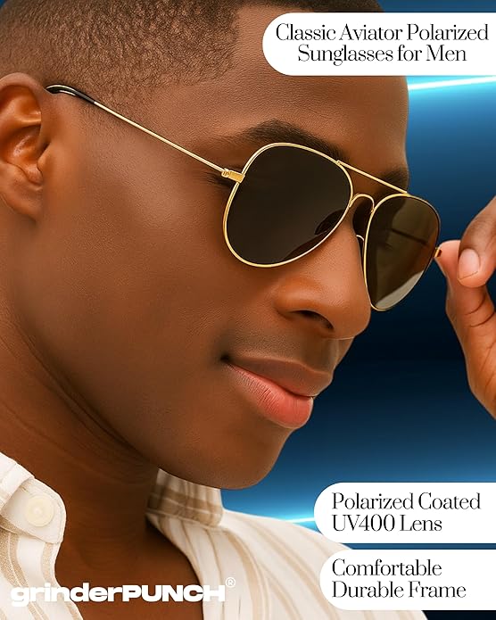 Unisex Aviator Sunglasses Metal Rose Gold Frame/Black Lens