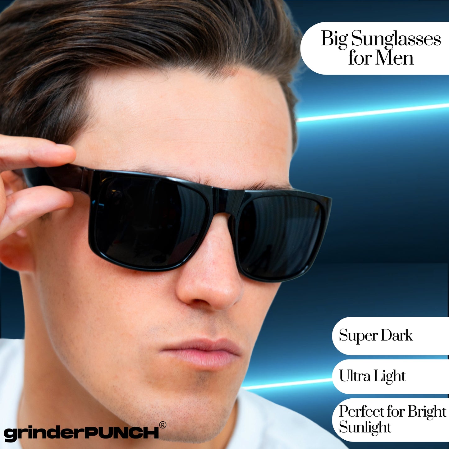 XL Polarized Oversized Sunglasses | Lightweight Men's Big Wide Head UV Protection for Sports, Driving, Fishing | Large Face Fit (Matte)