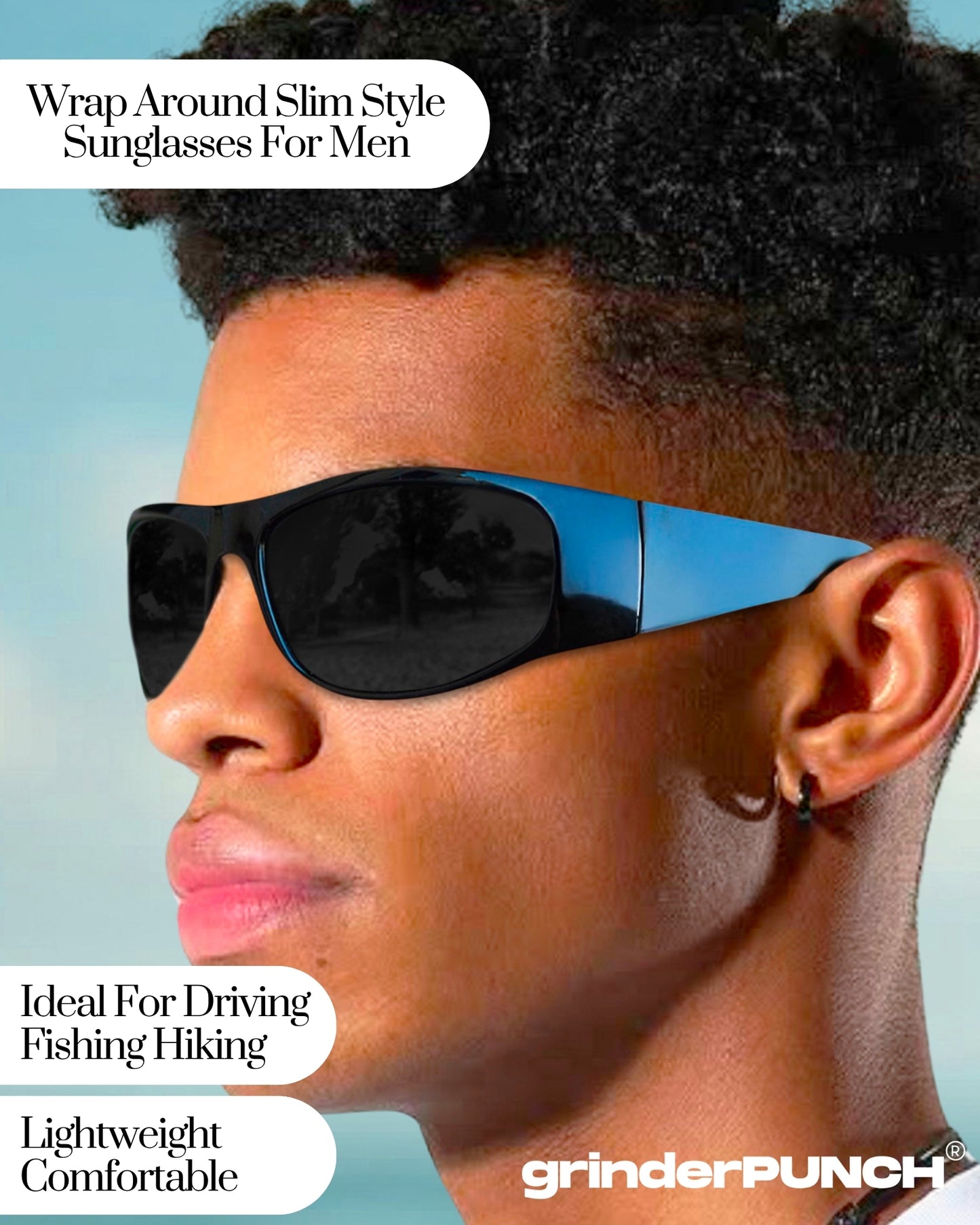 Polarized Black Sport Sunglasses Glossy Black Frame/ Black Lens