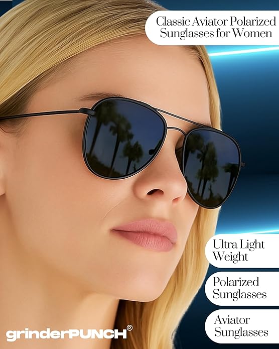 Unisex Aviator Sunglasses Metal Black Frame/Black Lens