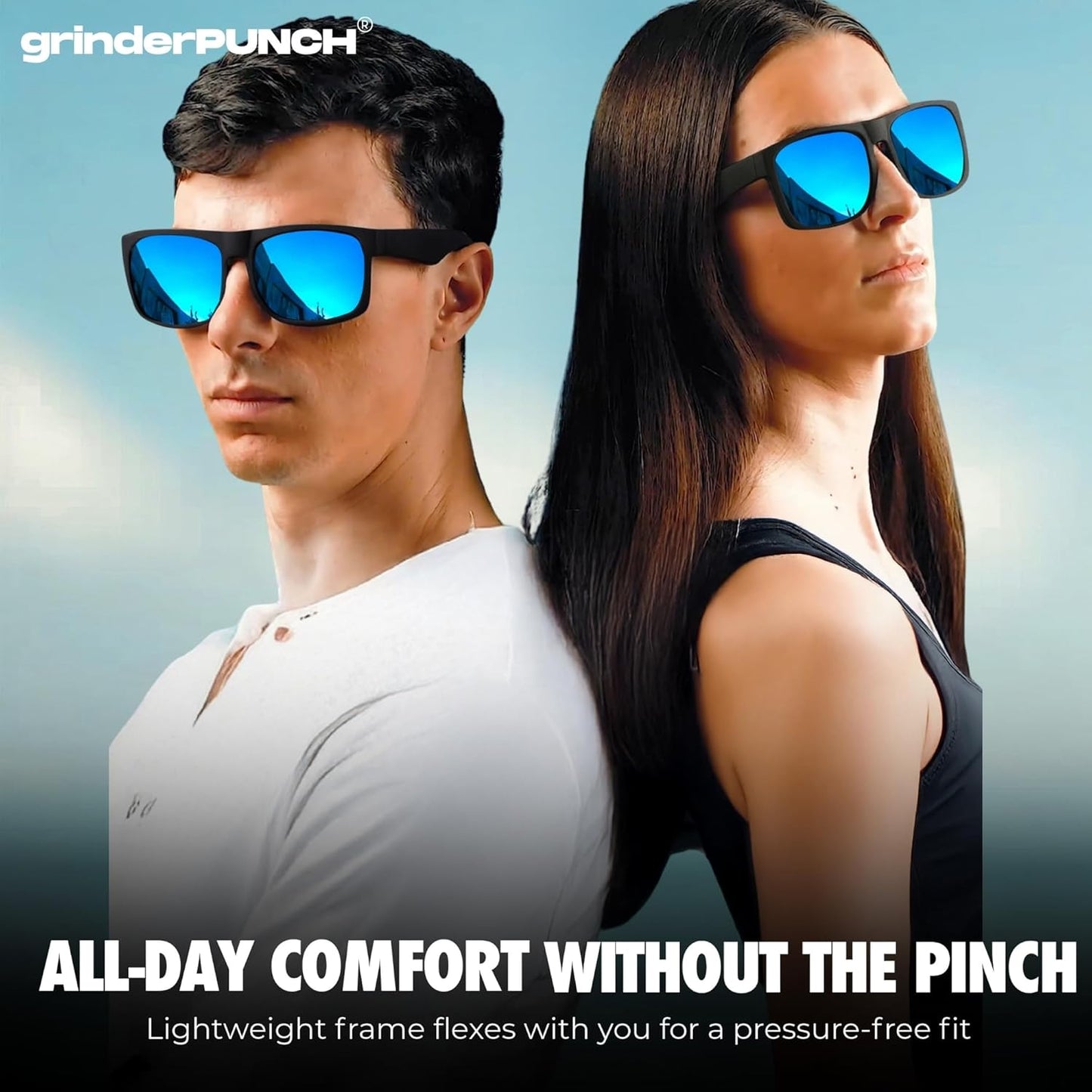 grinderPUNCH Mens Oversized Sunglasses XL Big Head Fit Extra Wide Frame Sunglasses for Men Big Heads XXL Large Wide Shades