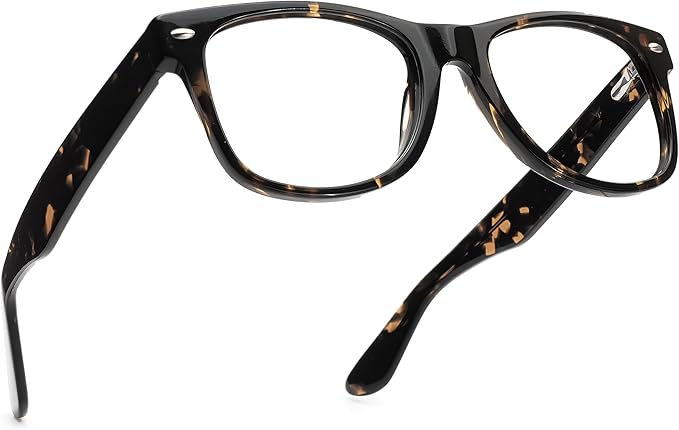 grinderPUNCH Blue Light Filter Glasses – Rectangular Whiskey Tortoise Frame, Anti Eyestrain for Men & Women