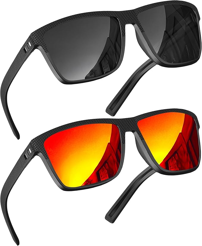 grinderPUNCH Polarized Driving Sunglasses for Men and Women UV Protection Lightweight UV400 Protection Anti Glare Square Sun Glasses