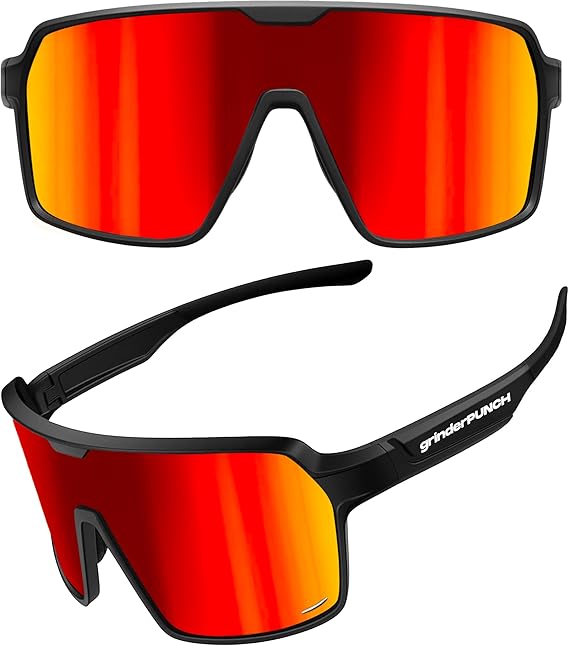 Polarized Sport Sunglasses Lightweight for Snow Hiking (Red)