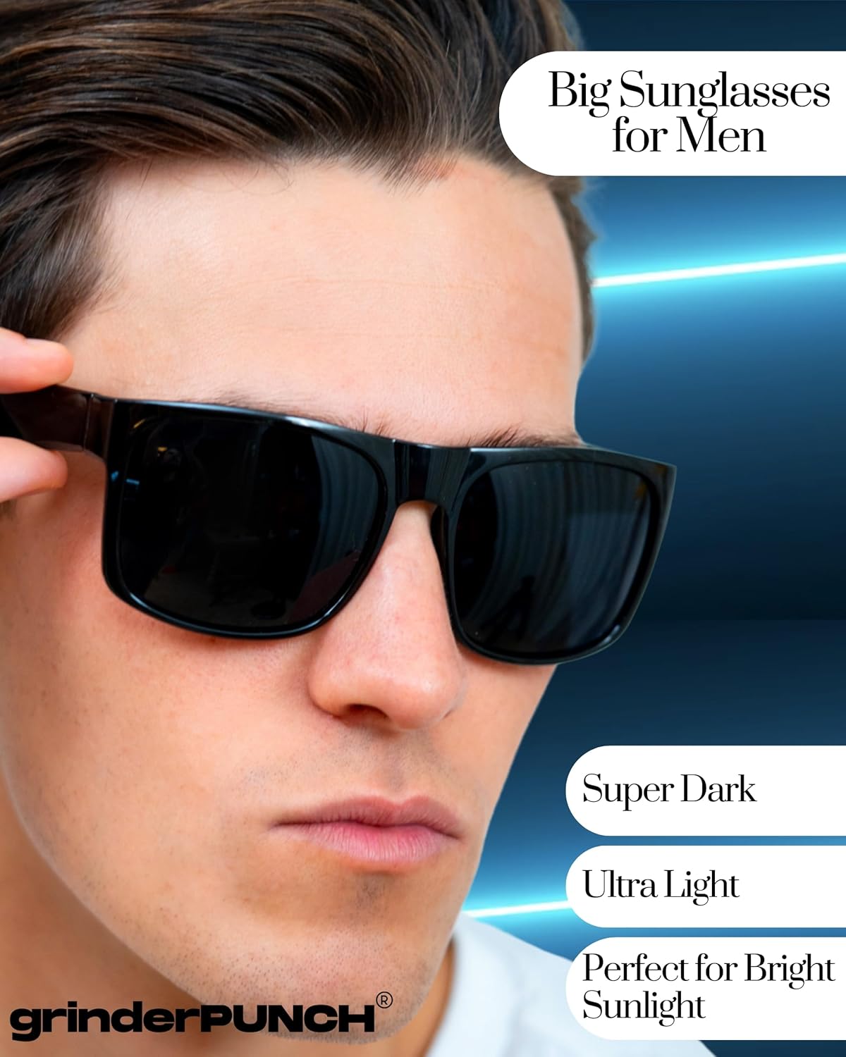XL Polarized Oversized Sunglasses | Lightweight Men's Big Wide Head UV Protection for Sports, Driving, Fishing | Large Face Fit (Matte)