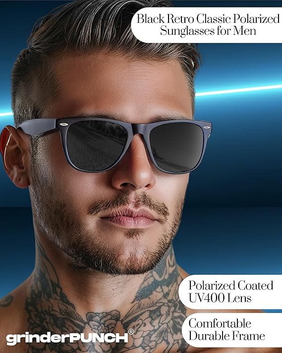 Polarized Sunglasses for Men and Women with UV400 Protection (Black Polarized Lens)