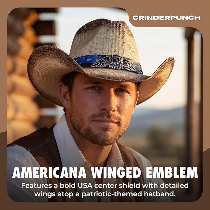 Western Outback Cowboy Hat Men's Women's Style Classic Straw Western Cowgirl Hat (White)