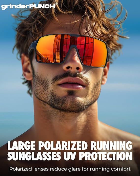 Polarized Sport Sunglasses Lightweight for Snow Hiking (Red)