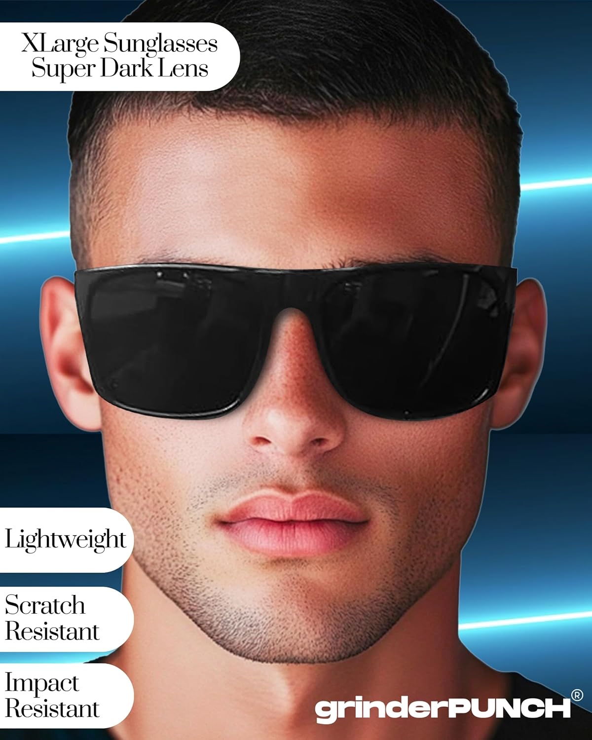 XL Polarized Oversized Sunglasses | Lightweight Men's Big Wide Head UV Protection for Sports, Driving, Fishing | Large Face Fit (Matte)