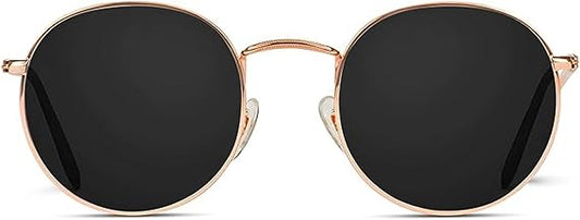 grinderPUNCH Classic Retro Sunglasses for Women Men, UV400 Protection Lens and Lightweight Men Sun Glasses Small Circle Metal Frame