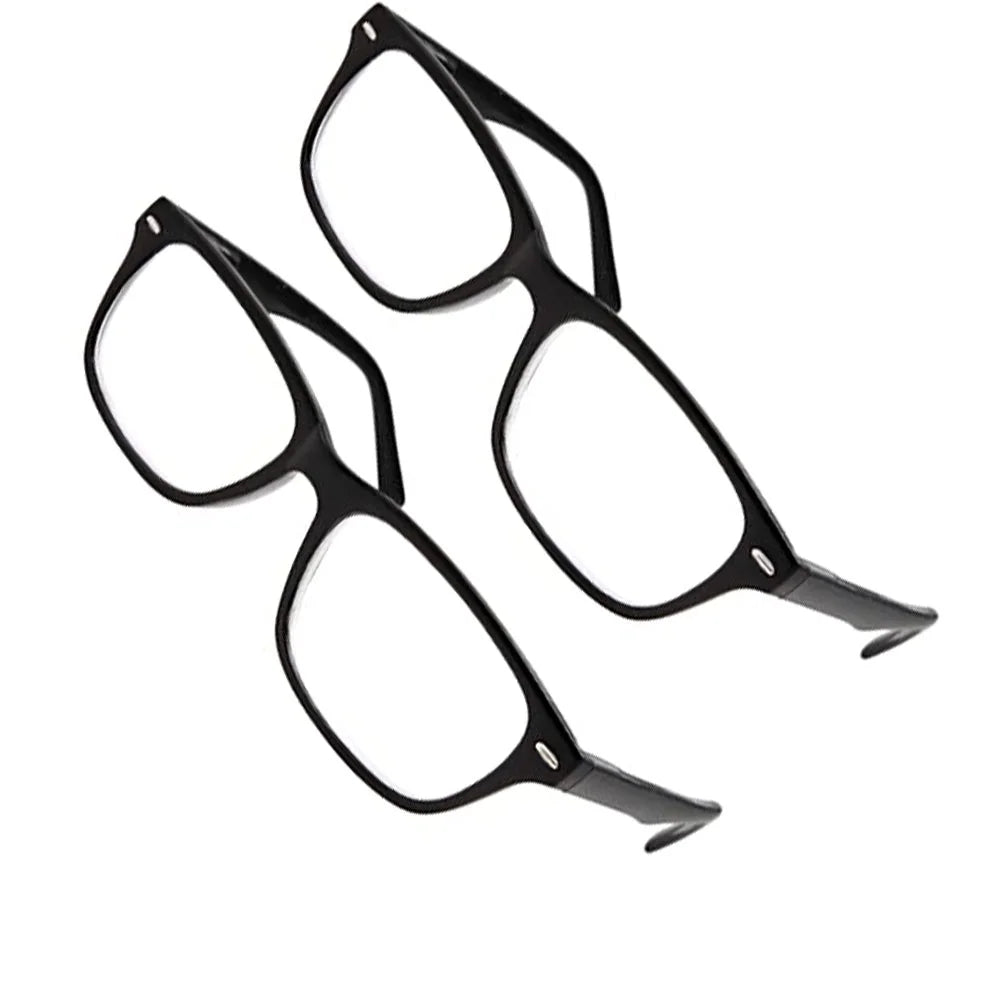 2 Pairs Deluxe Reading Glasses Slim Retro Style Spring Hinge Readers Black - 1.00 - 2.75
