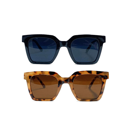 grinderPUNCH Womens Boyfriend Style XL Oversized Horned Rim Thick Plastic Sunglasses Women's Retro Vintage Style Extra Large Oversize (2 pack)