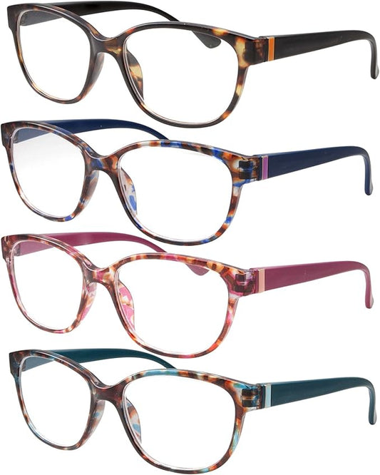 4 Pairs High Magnification Power Womens Reading Glasses - Cat Eye Readers +5.00