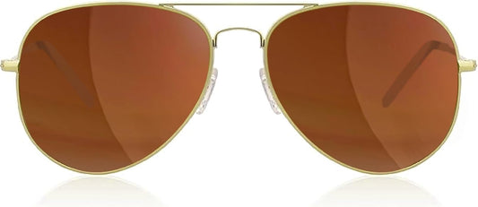 Unisex Aviator Sunglasses Metal Gold Frame/Brown Lens