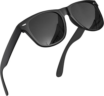 Polarized Sunglasses for Men and Women Trendy Retro Sun Glasses for Driving Fishing UV400 Protection Black Lens - grinderPUNCH