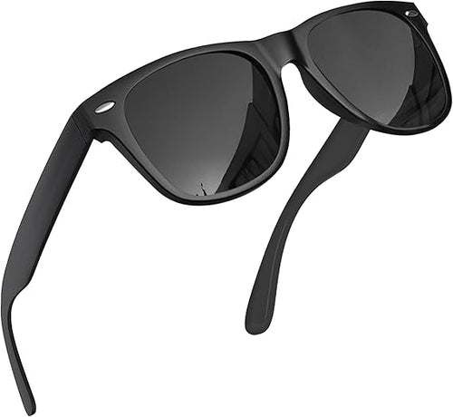 Polarized Sunglasses for Men and Women Trendy Retro Sun Glasses for Driving Fishing UV400 Protection Black Lens - grinderPUNCH