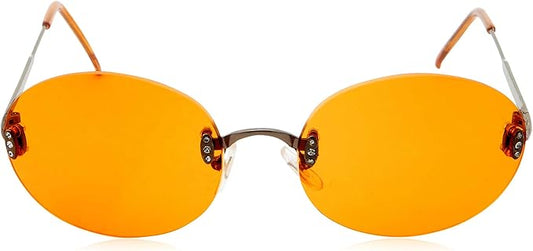 Hipster Retro Round Lightweight Rimless Plastic Frame Orange Candy Color Sunglasses for Women - Orange