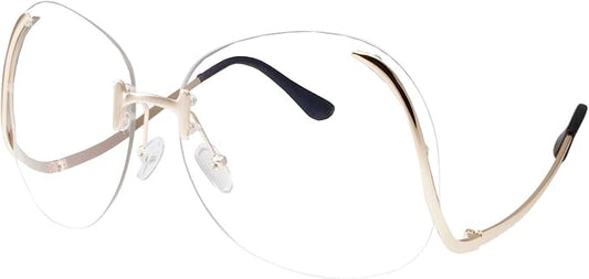 Women's Stylish Clear Lens Glasses Rimless Oversized Clear