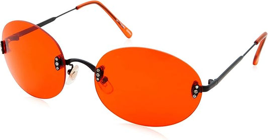 Hipster Retro Round Lightweight Rimless Plastic Frame Red Candy Color Sunglasses for Women - Red