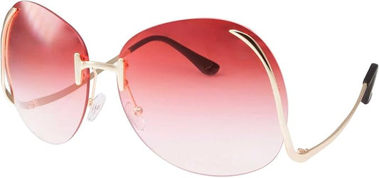 Women's Stylish Clear Lens Glasses Rimless Oversized Pink