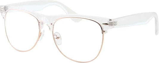 grinderPUNCH Retro Metal Semi-Rimless Fashion Clear Lens Glasses - Unisex