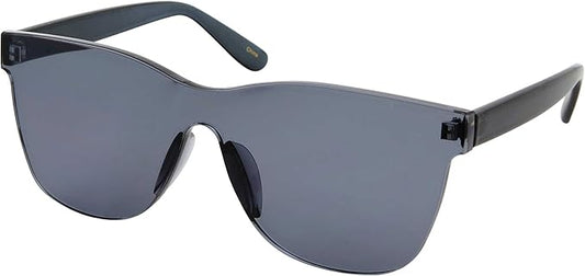 Tinted Colorful Lens Rimless Sunglasses - Transparent Square Horn Rimmed (Black)