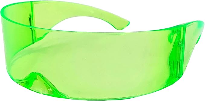 grinderPUNCH Futuristic Shield Sunglasses | Cyclops Cyberpunk Visor Glasses | 80s Alien Mono (Neon Green)