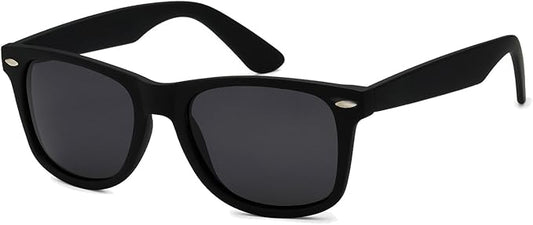 grinderPUNCH Men's Black Classic Horn Rimmed Retro Sunglasses Medium