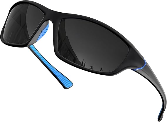 Sports Sunglasses UV400 Protection Lightweight with Anti-Slip Function (Black)