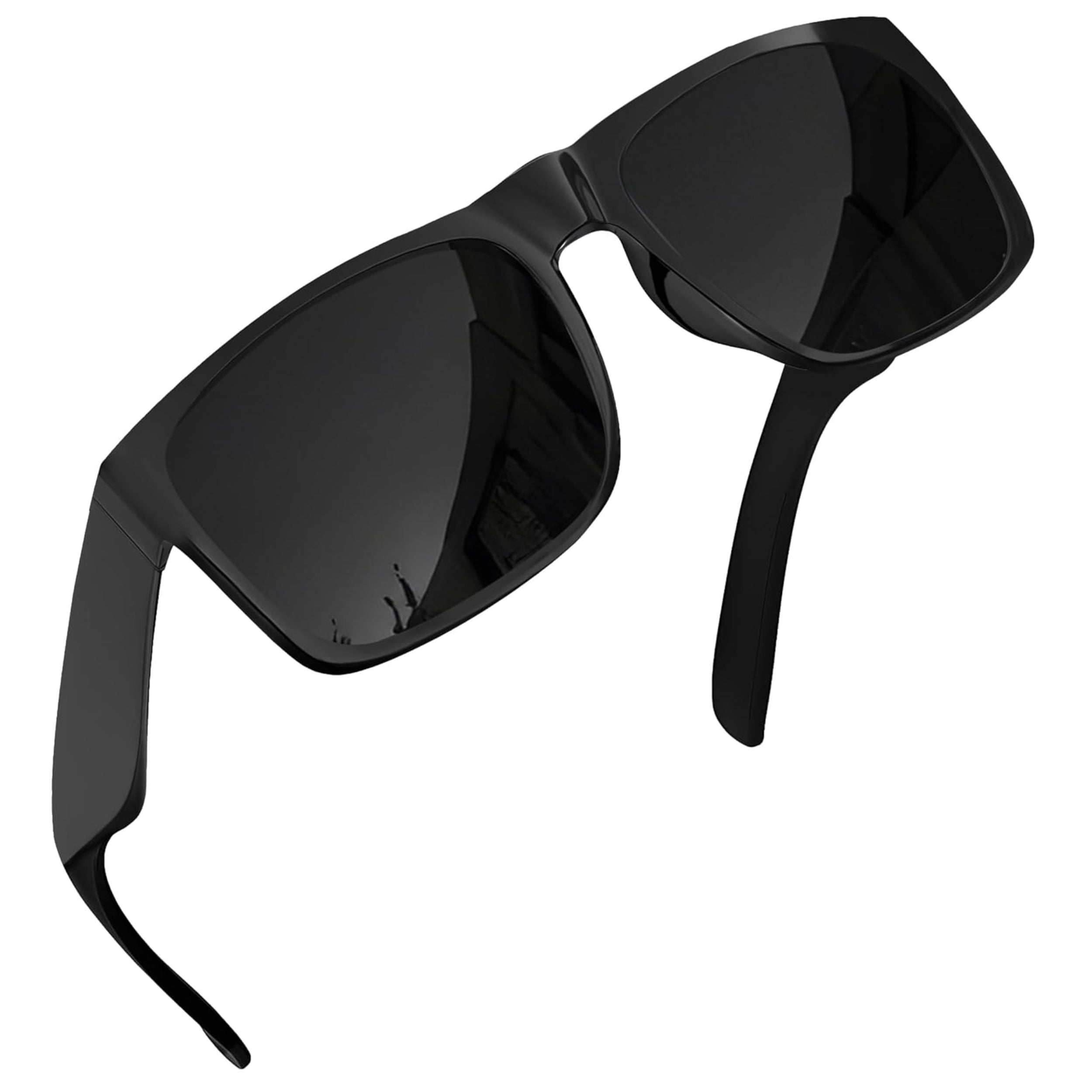 grinderPUNCH Polarized XL Sunglasses – Big Head Fit, Oversized Driving Shades, Black Lens