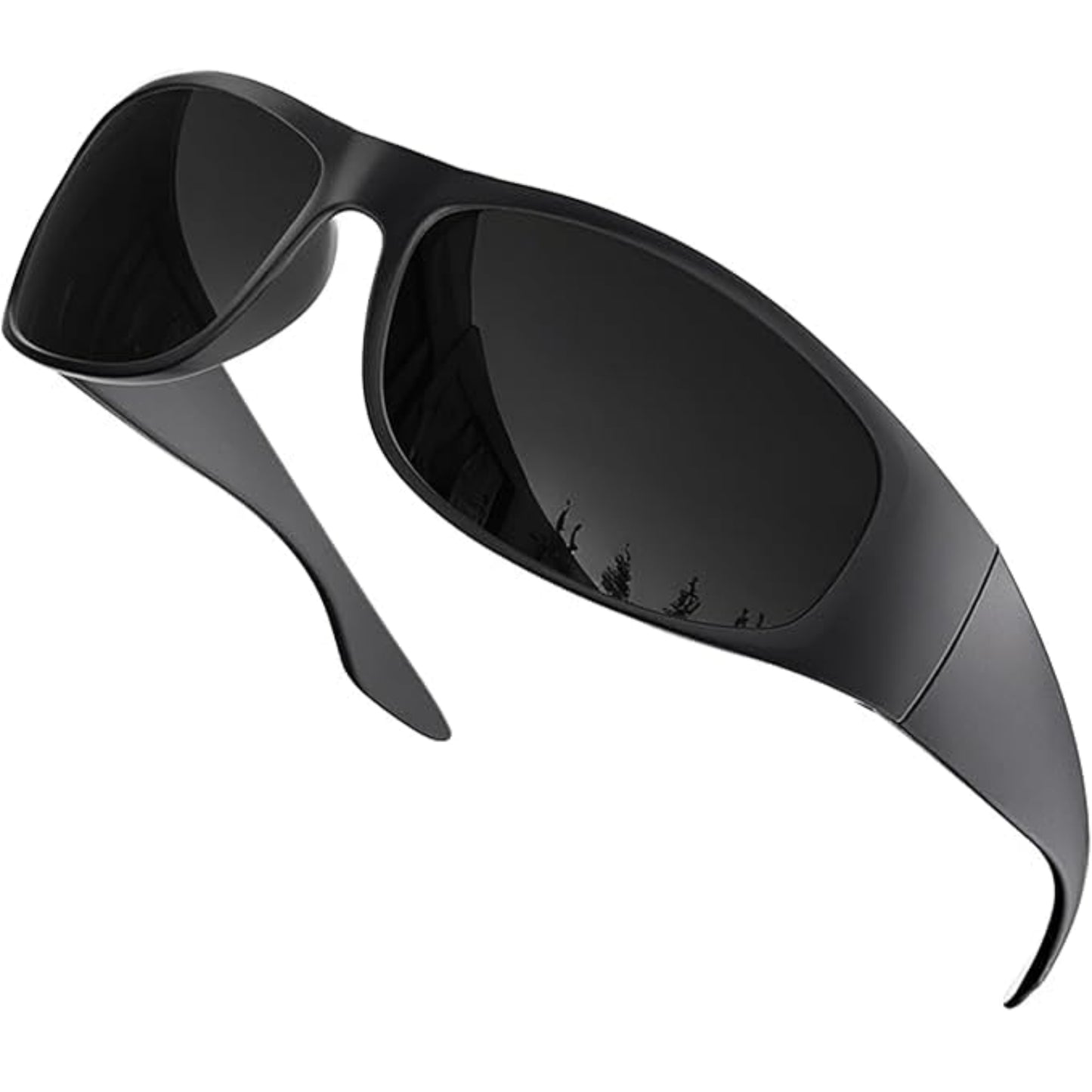 Polarized Black Sport Sunglasses Glossy Black Frame/ Black Lens