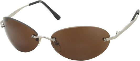 Men's Rimless Sunglasses | Matrix Morpheus NEO Type Costume Black Round Oval
