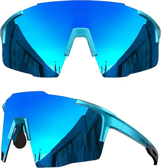 grinderPUNCH Sports Sunglasses Cycling Glasses UV Protection for Driving Running Hiking Fishing (Blue)