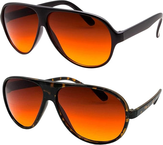 grinderPUNCH Blue Blocking Plastic Aviator Sunglasses Great for Driving (1 Black, 1 Tortoise, 2.5)
